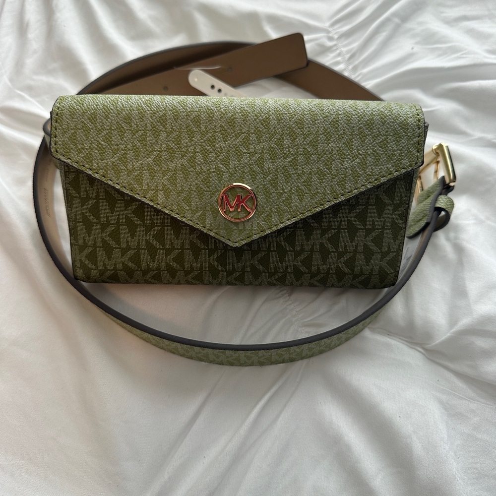 NWT- Michael Kors Green Belt Bag with Gold Hardware